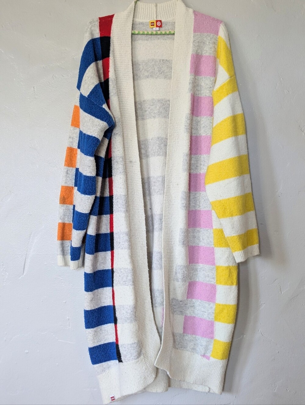 LEGO x Target Colorblock Striped Long Duster Cardigan Sweater Size L - Picture 2 of 4